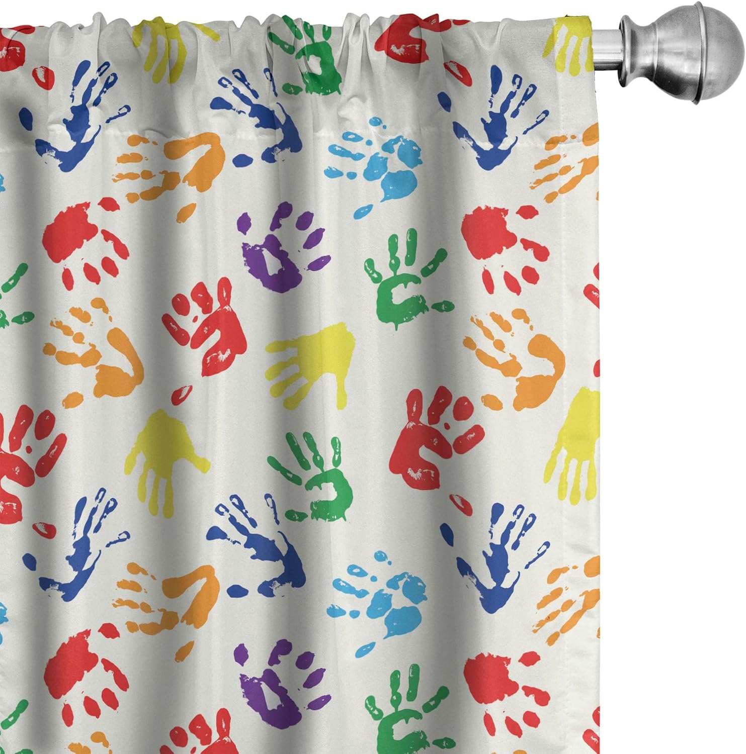 Home Decor Color Palettes - Colorful Handprint Rainbow Curtains, Art Palette