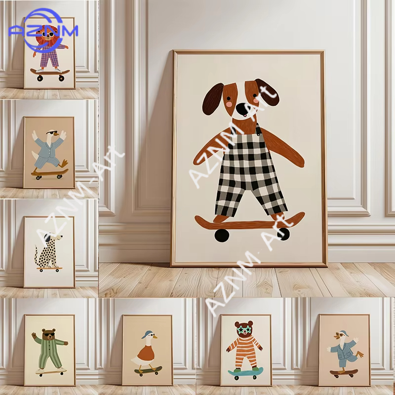 Home Decor Duck - 1PC Funny Animal Skateboarding Poster Trendy