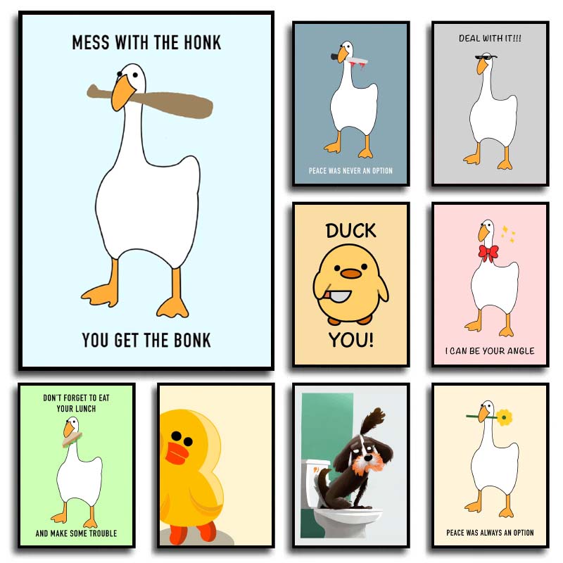 Home Decor Duck - 1pc frameless Funny Meme Goose Duck