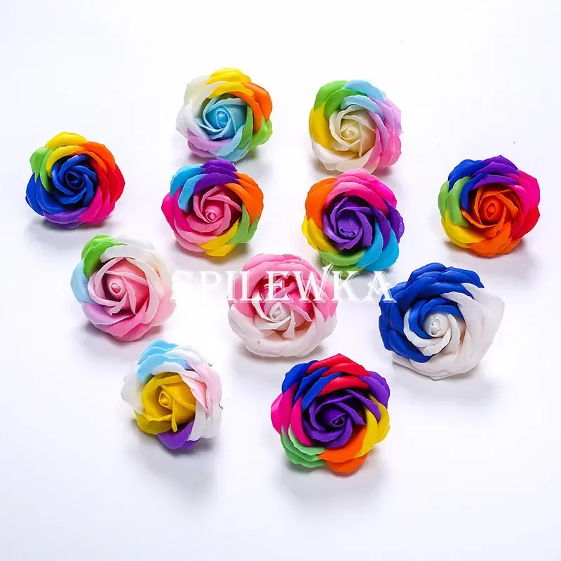 Home Decor Halloween - Spilewka 6X7cm Colorful Rose Artificial Flower
