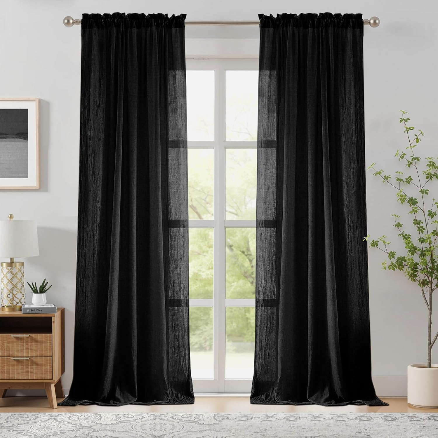 Black Sheer Curtains for Bedro - огляд і ціна Home Decor Window Blinds