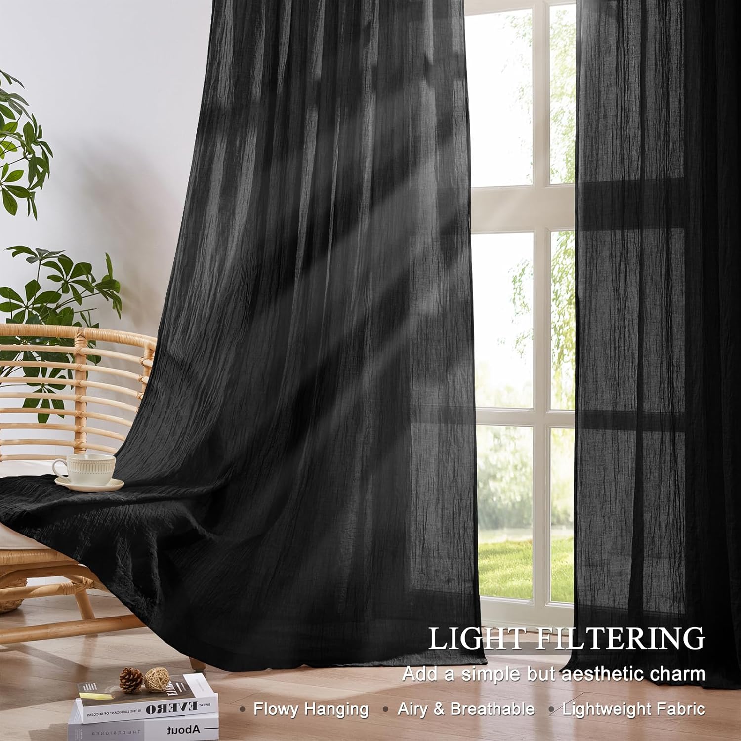 Black Sheer Curtains for Bedro - огляд і ціна Home Decor Window Blinds