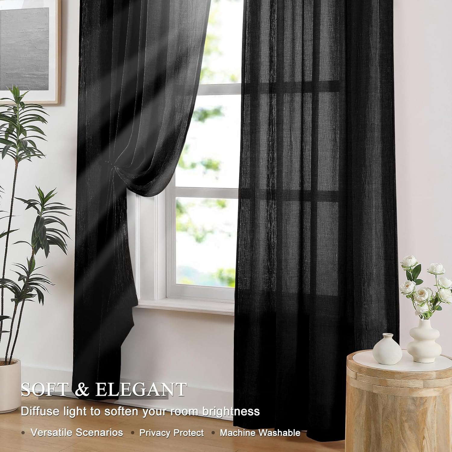 Black Sheer Curtains for Bedro - огляд і ціна Home Decor Window Blinds
