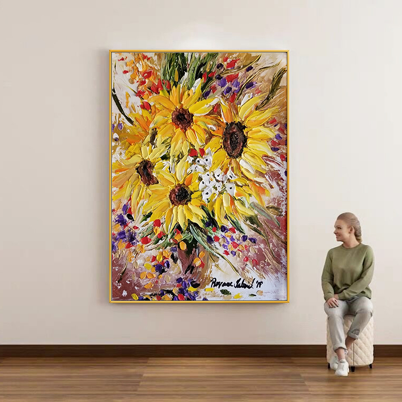 Vibrant 3D Impasto Sunflower O - огляд і ціна Home Decor Color Palettes