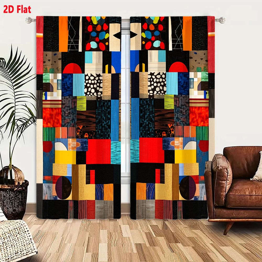 2Pcs Curtains 2D Flat Vibrant  - огляд і ціна Home Decor Color Palettes