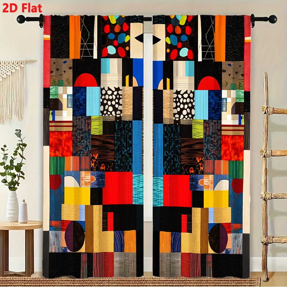 2Pcs Curtains 2D Flat Vibrant  - огляд і ціна Home Decor Color Palettes