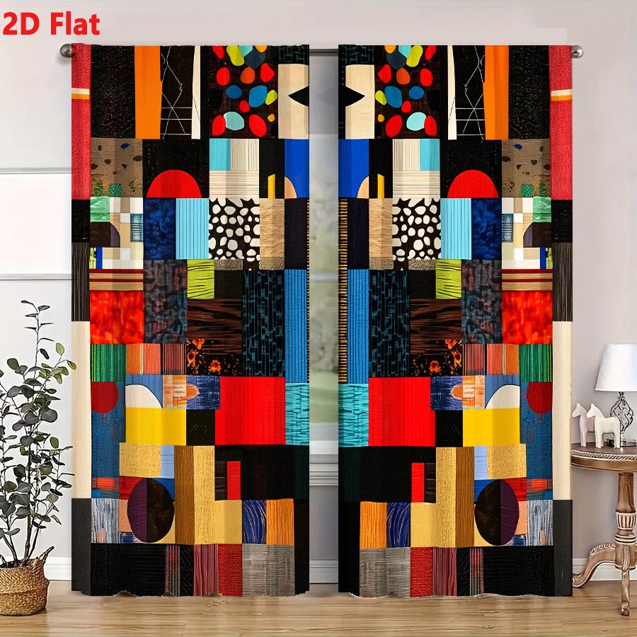 2Pcs Curtains 2D Flat Vibrant  - огляд і ціна Home Decor Color Palettes