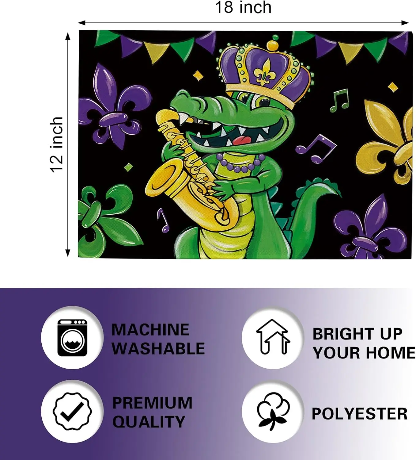 Mardi Gras Alligator Placemats - огляд і ціна Home Decor New Orleans